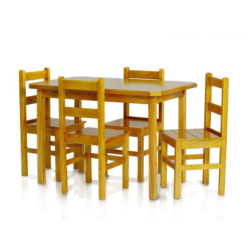 Conjunto mesa 1,15 x 0,75 com 4 cadeiras com encosto baixo - Cerejeira