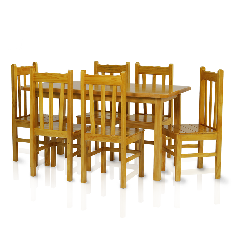 Conjunto mesa 1,50 x 0,80 com 6 cadeiras com encosto alto - Cerejeira