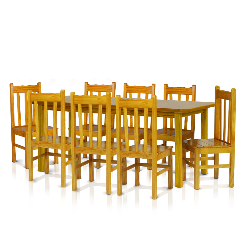 Conjunto mesa 2,20 x 0,88 com 8 cadeiras com encosto alto - Cerejeira
