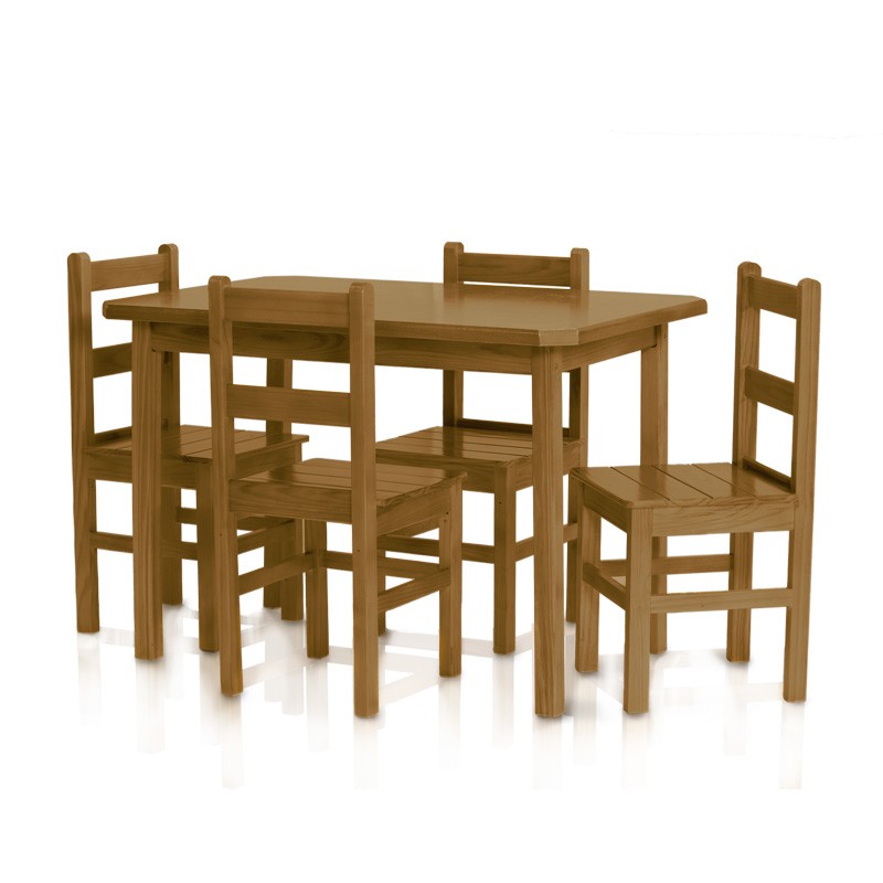 Conjunto mesa 1,15 x 0,75 com 4 cadeiras com encosto baixo - Imbuia