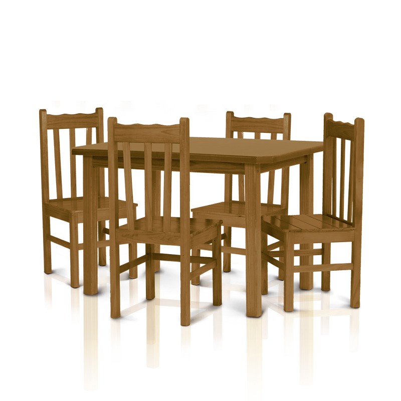 Conjunto mesa 1,20 x 0,75 com 4 cadeiras com encosto alto - Imbuia